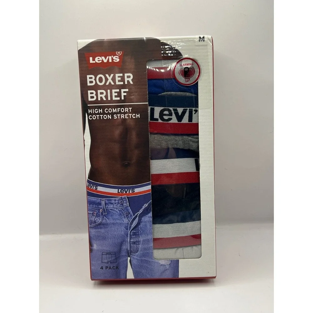 Levis Mens Boxer Briefs‎ 4-Pack Medium Underwear Cotton Stretch Colors Assorted